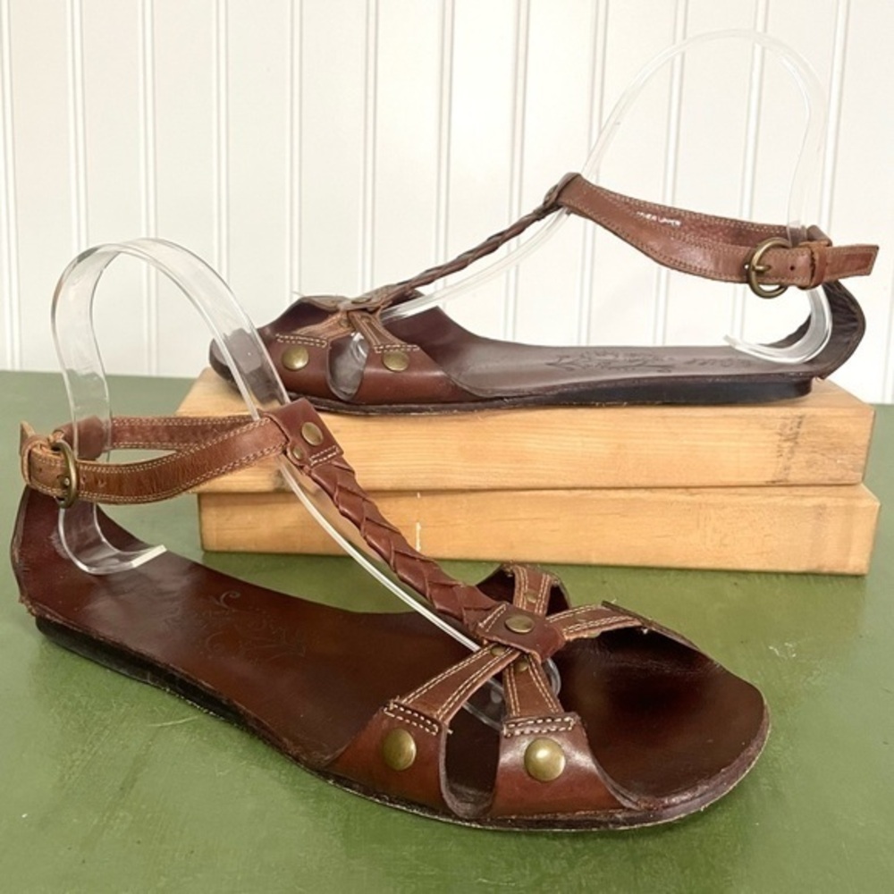 J Jill Rustic Leather Sandals w Braided Vamp